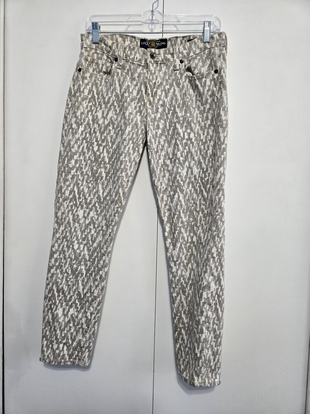 Lucky Brand Sofia Capri Printed Stretch Jeans Women's Size 6/28 Neutral
